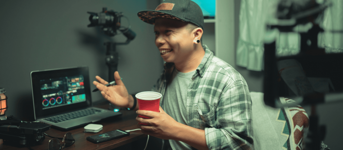 male happy holding a cup of coffee